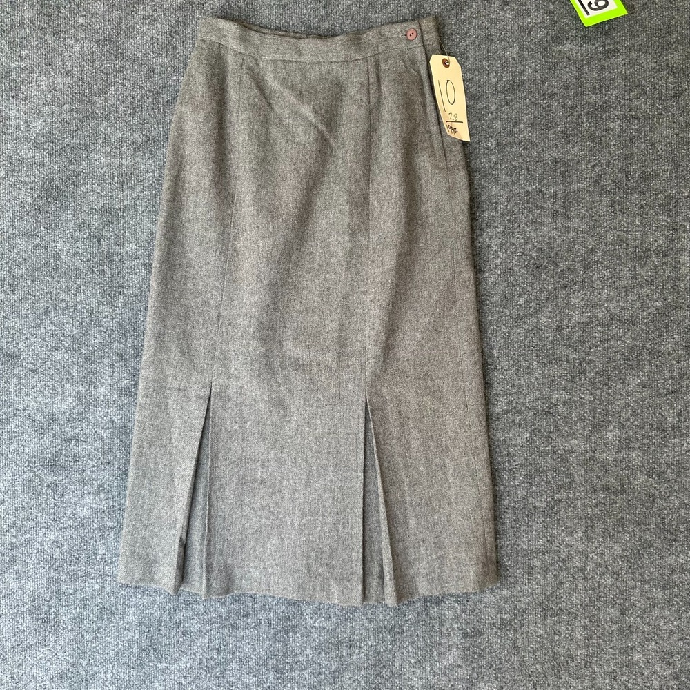 Vtg 90s Copley Square Ltd. Midi Skirt Women 10 Gray Lined Vented Luxury Designer